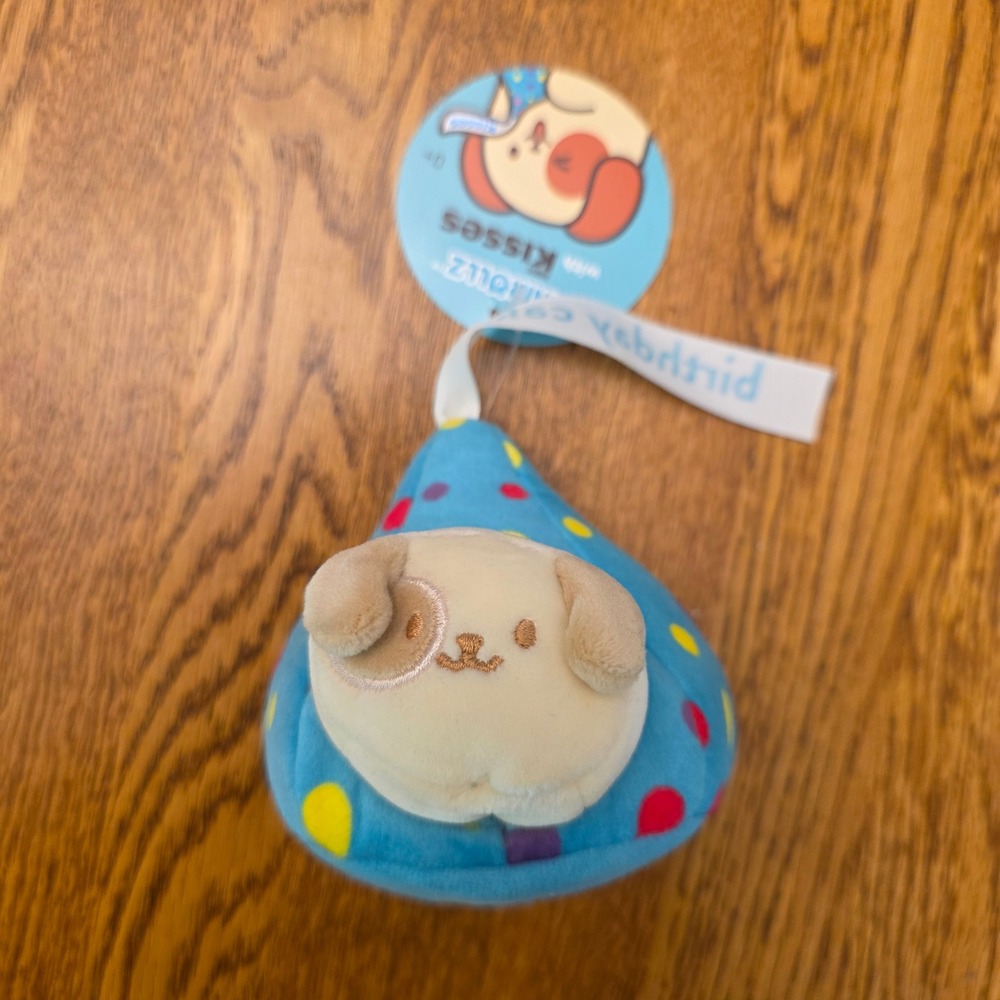 Anirollz Puppiroll Hershey's Kisses Birthday Cake‎ Blue Polka Dot Plush Toy 4"